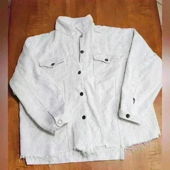 12th Tribe Corduroy Raw Hem Distressed Button Jacket One Size - Picture 1 of 9